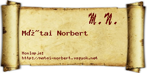 Mátai Norbert névjegykártya